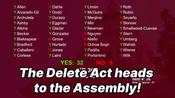 Passing by a wide margin, 32-8, the Delete Act (SB 362) heads to the Assembly