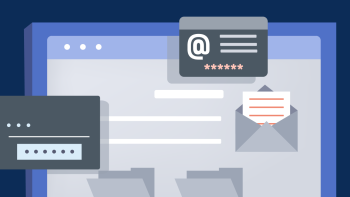 Web browsers in shades of blue with email and file icons on top